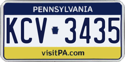 PA license plate KCV3435