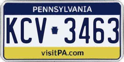 PA license plate KCV3463