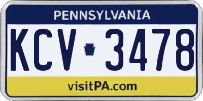 PA license plate KCV3478