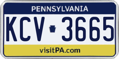 PA license plate KCV3665