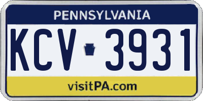 PA license plate KCV3931