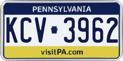 PA license plate KCV3962