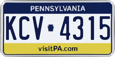 PA license plate KCV4315