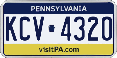 PA license plate KCV4320