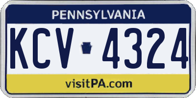 PA license plate KCV4324