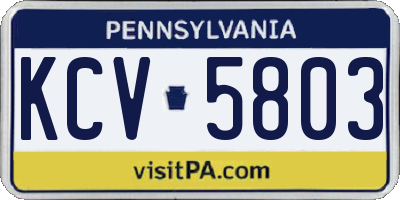 PA license plate KCV5803