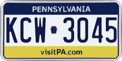 PA license plate KCW3045