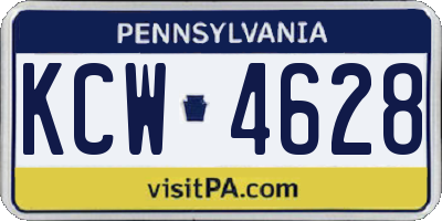 PA license plate KCW4628