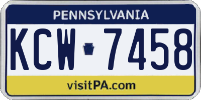 PA license plate KCW7458