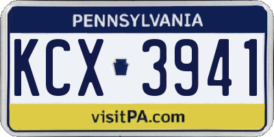 PA license plate KCX3941