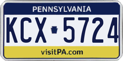 PA license plate KCX5724