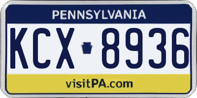 PA license plate KCX8936