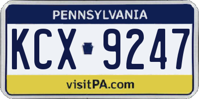 PA license plate KCX9247