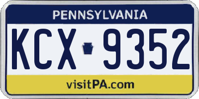 PA license plate KCX9352