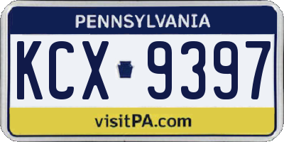 PA license plate KCX9397