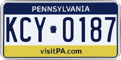 PA license plate KCY0187
