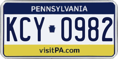 PA license plate KCY0982