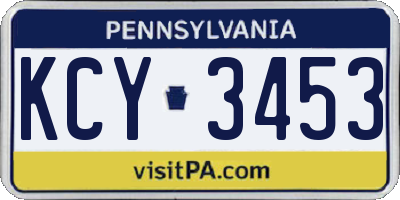 PA license plate KCY3453