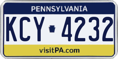 PA license plate KCY4232