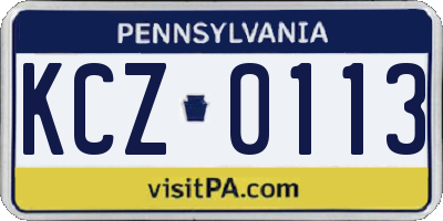 PA license plate KCZ0113