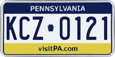 PA license plate KCZ0121