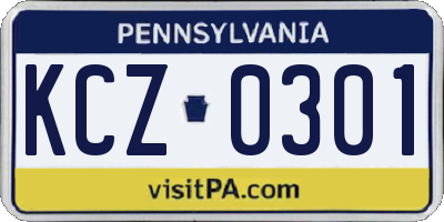 PA license plate KCZ0301