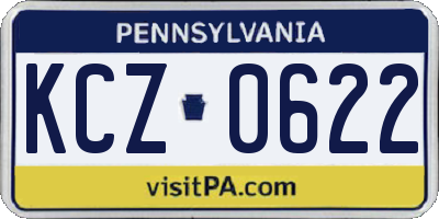 PA license plate KCZ0622