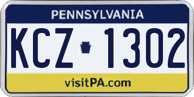 PA license plate KCZ1302