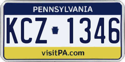 PA license plate KCZ1346
