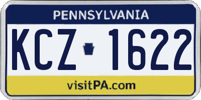 PA license plate KCZ1622