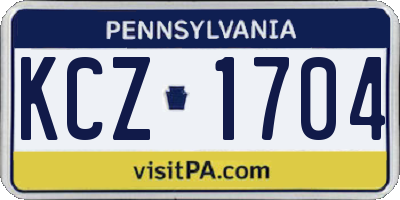 PA license plate KCZ1704