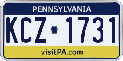 PA license plate KCZ1731