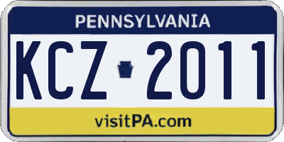 PA license plate KCZ2011
