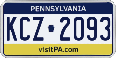 PA license plate KCZ2093