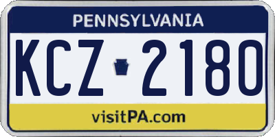 PA license plate KCZ2180