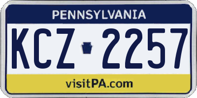 PA license plate KCZ2257