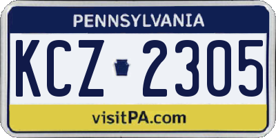 PA license plate KCZ2305