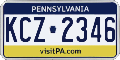 PA license plate KCZ2346
