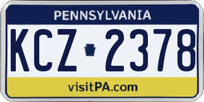 PA license plate KCZ2378