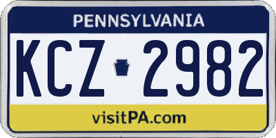 PA license plate KCZ2982
