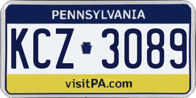 PA license plate KCZ3089
