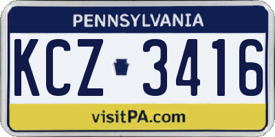 PA license plate KCZ3416