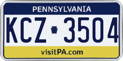 PA license plate KCZ3504