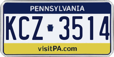 PA license plate KCZ3514