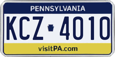 PA license plate KCZ4010