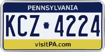 PA license plate KCZ4224