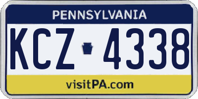 PA license plate KCZ4338