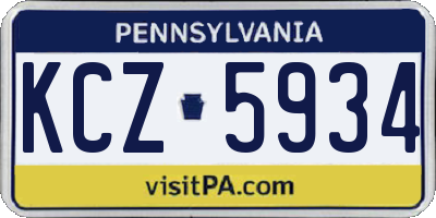 PA license plate KCZ5934