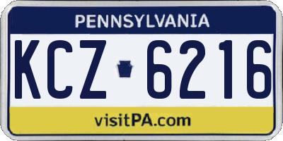 PA license plate KCZ6216