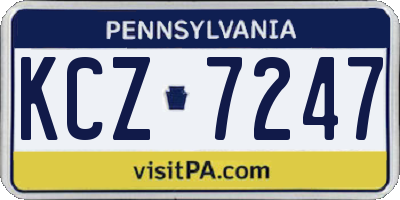 PA license plate KCZ7247